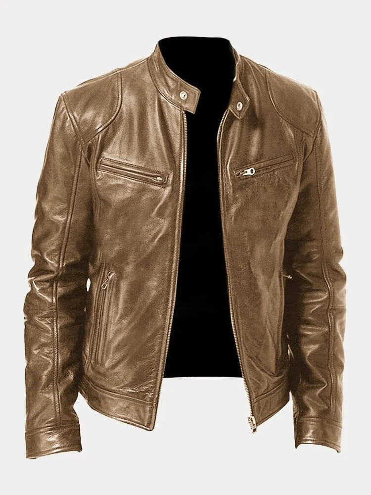 Rafael | Men's Stand Collar Leather Biker Jacket