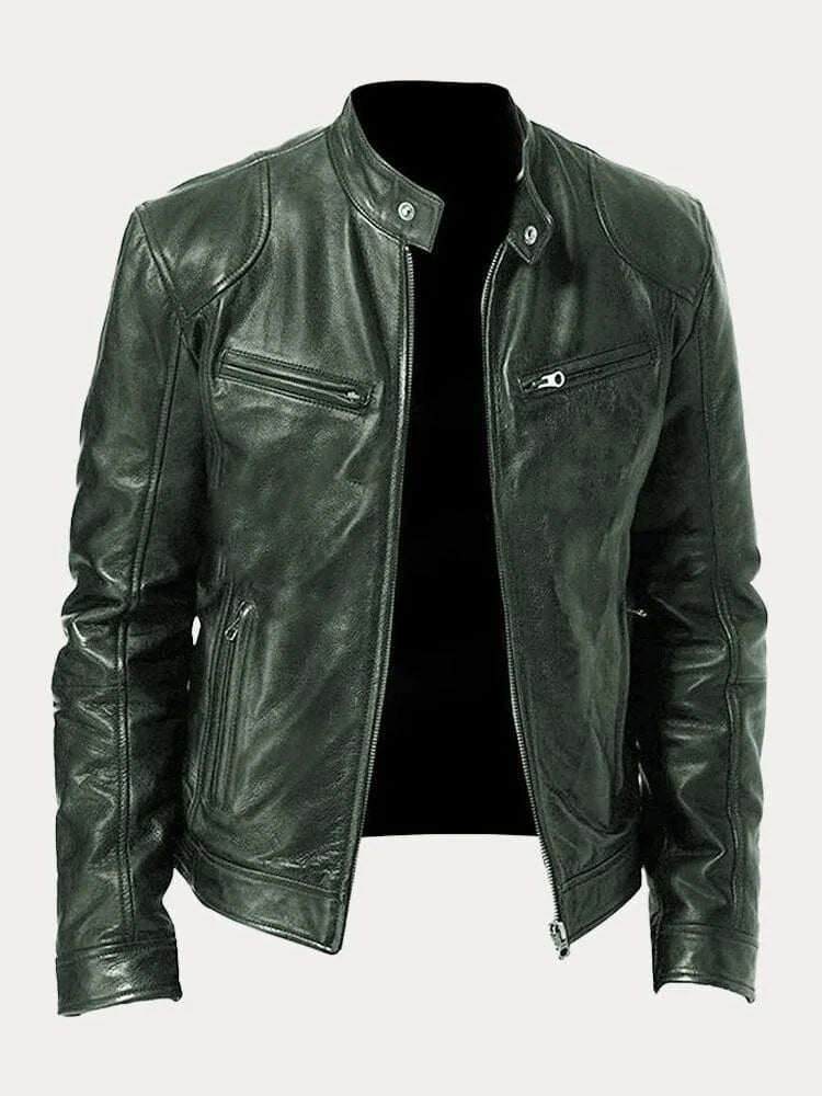 Rafael | Men's Stand Collar Leather Biker Jacket