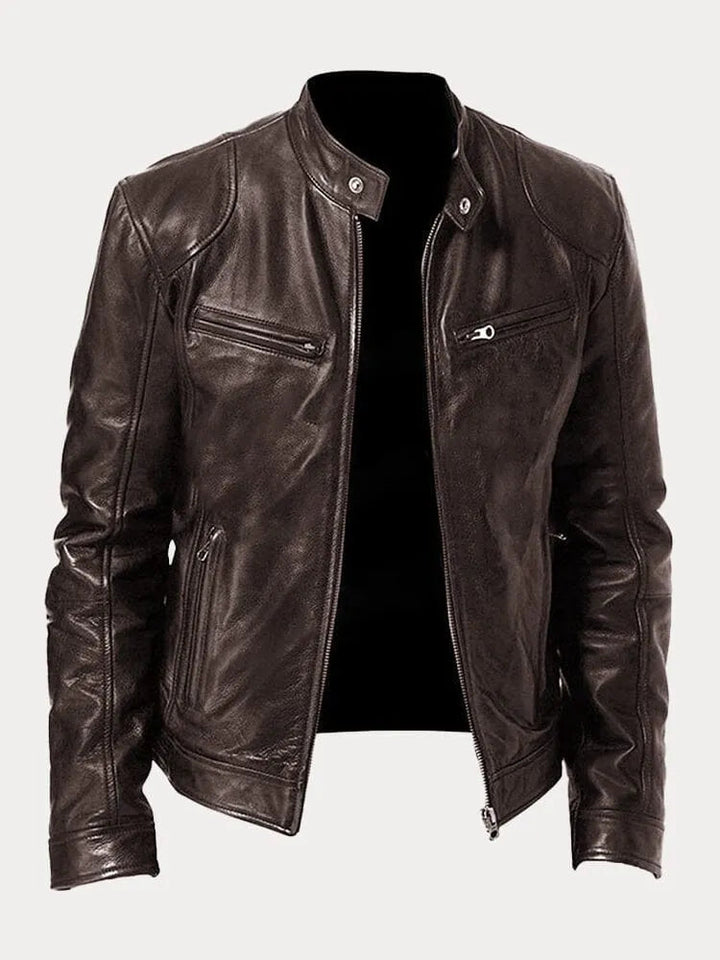 Rafael | Men's Stand Collar Leather Biker Jacket