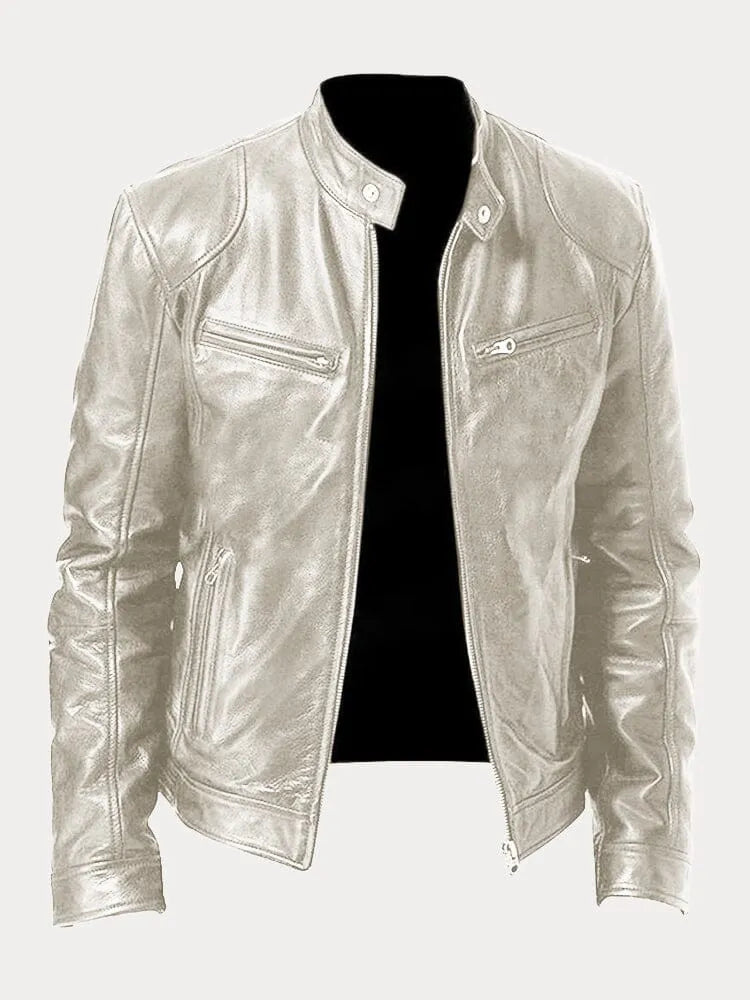 Rafael | Men's Stand Collar Leather Biker Jacket