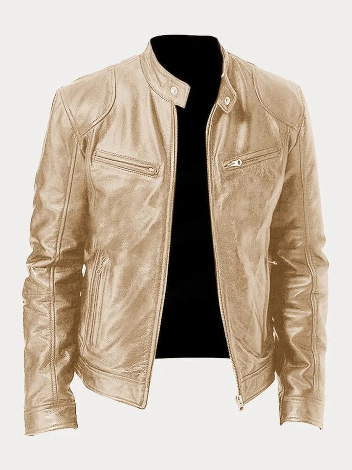 Rafael | Men's Stand Collar Leather Biker Jacket