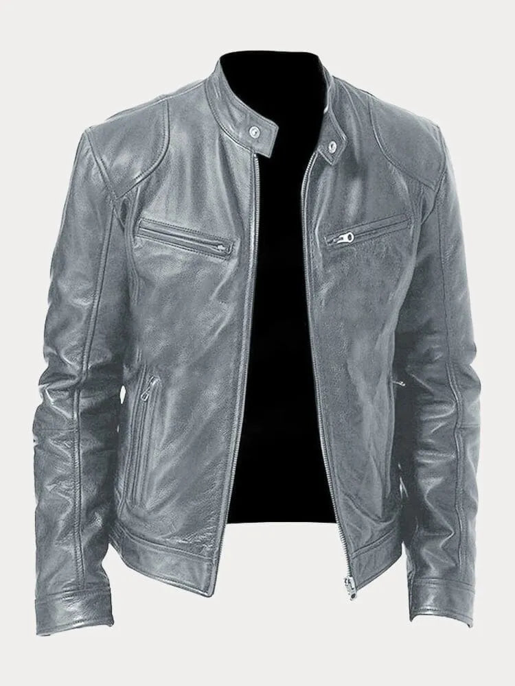 Rafael | Men's Stand Collar Leather Biker Jacket