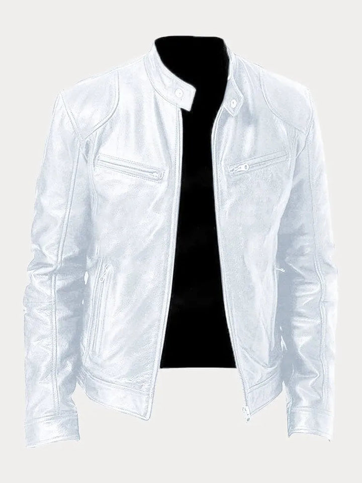 Rafael | Men's Stand Collar Leather Biker Jacket