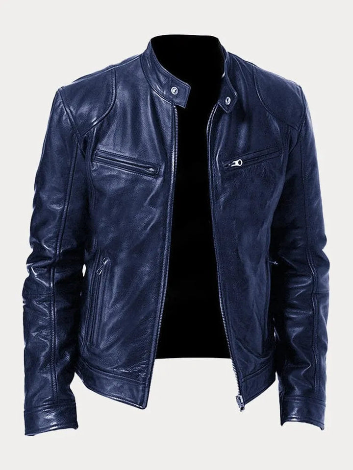 Rafael | Men's Stand Collar Leather Biker Jacket
