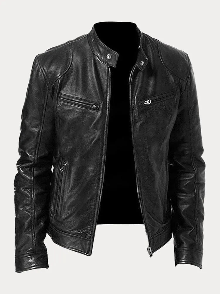 Rafael | Men's Stand Collar Leather Biker Jacket