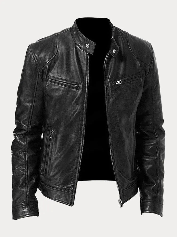 Rafael | Men's Stand Collar Leather Biker Jacket