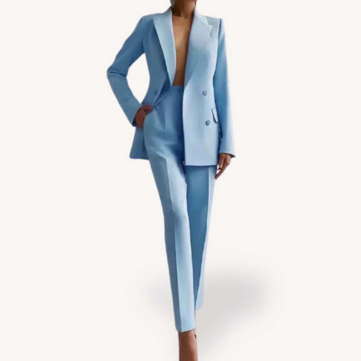 Elara | Women's Double-Breasted Blazer & Slim Fit Trousers