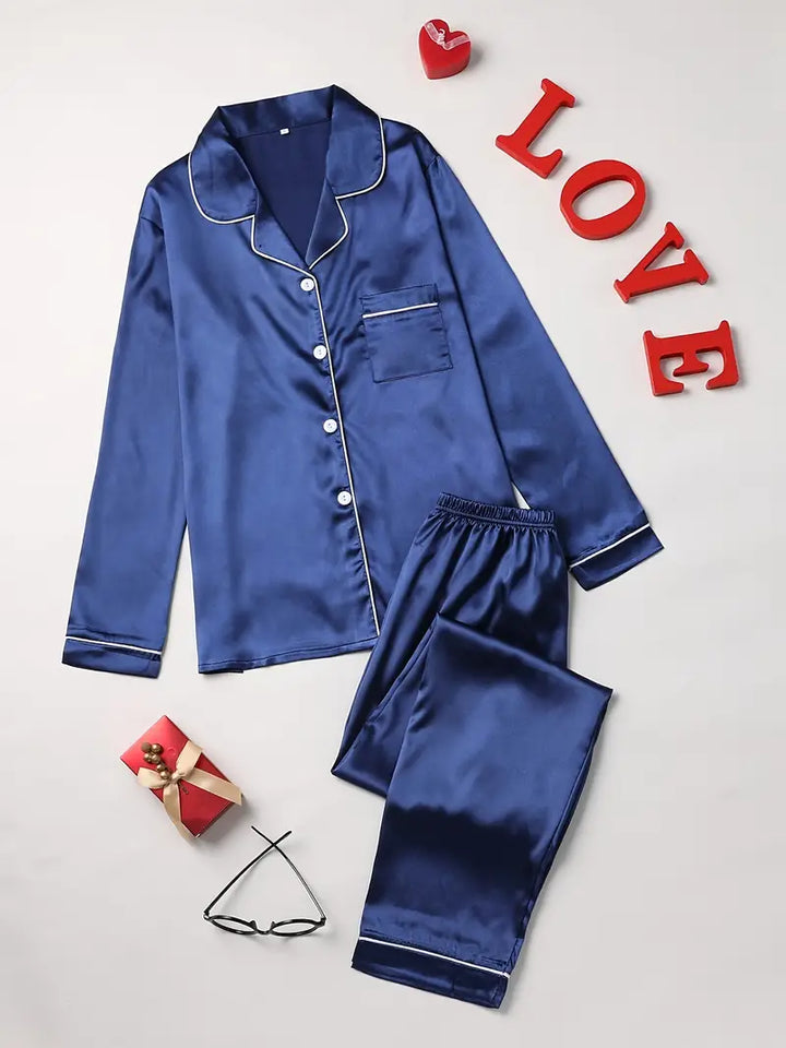 Scarlett | Women's Satin Button-Up Pajama Set