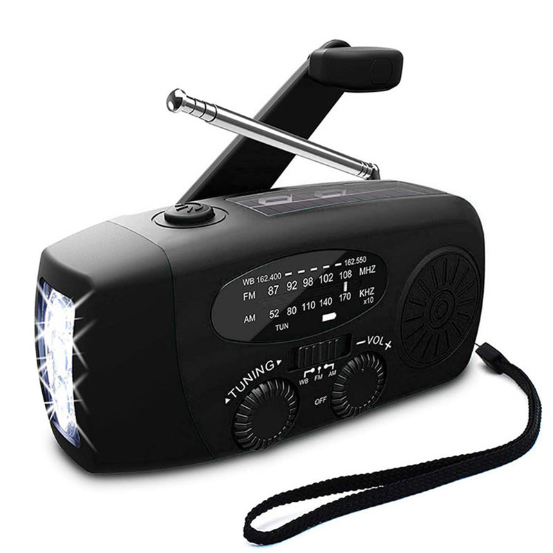 Emergency Radio Self Powered Hand Crank Solar – FM/AM, Flashlight & Power Bank, Portable for Disasters & Outdoor