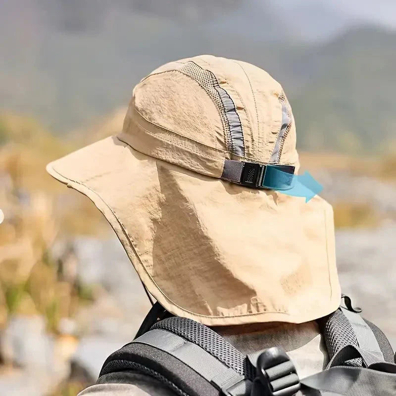 Wide Brim Sun Hat Neck Flap UV-Protection Lightweight Outdoor