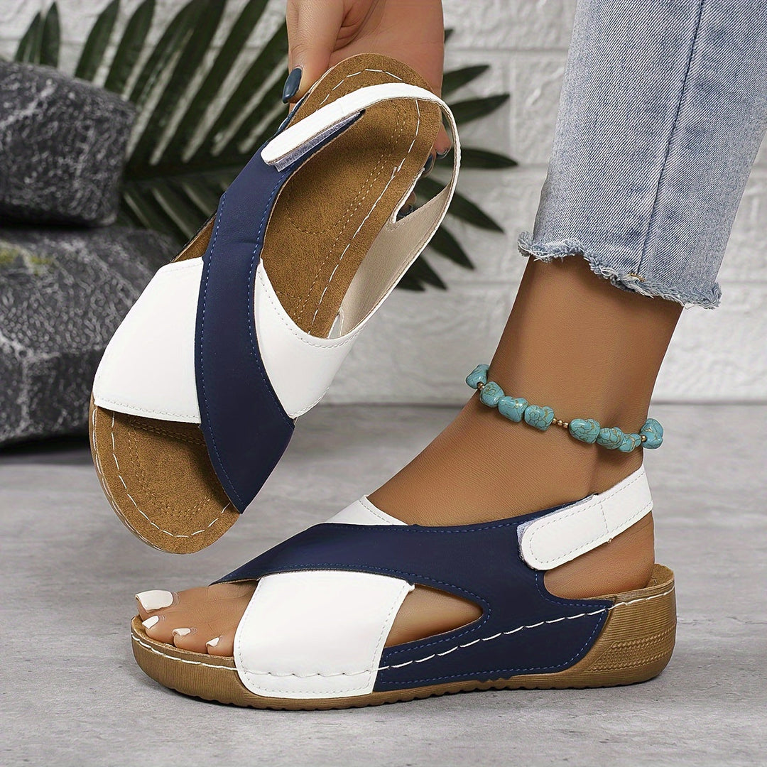 Elira | Women's Color Block Cross Strap Wedge Sandals