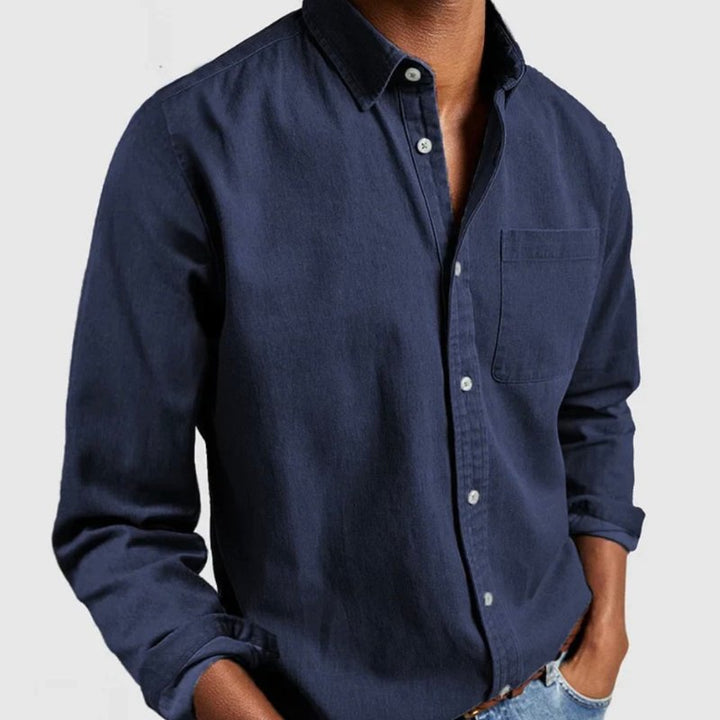 Caleb | Men's Classic Button-Up Denim Shirt
