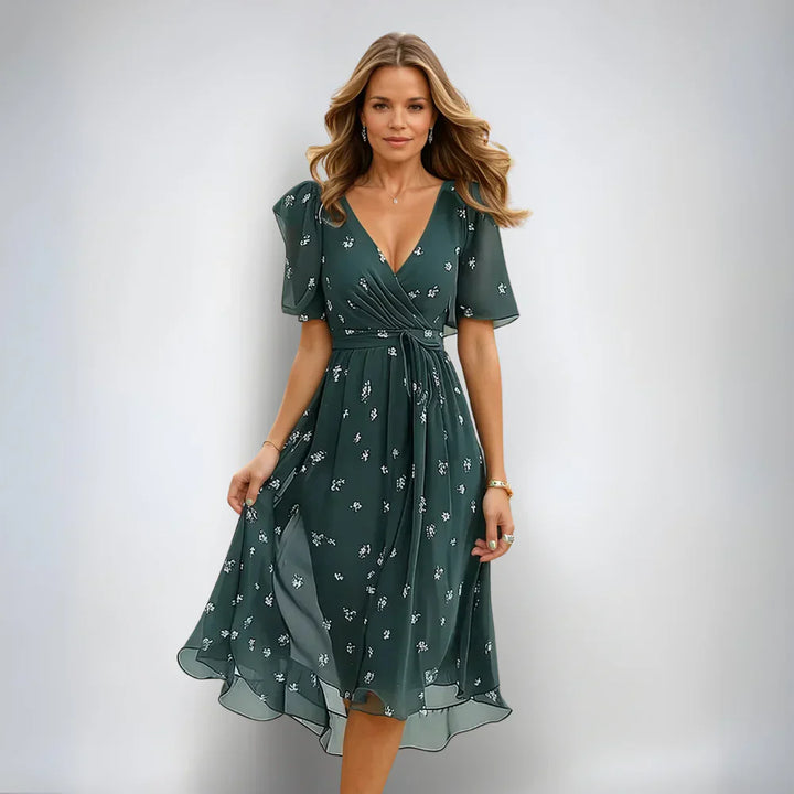 Livia | Women's Floral Wrap Midi Dress