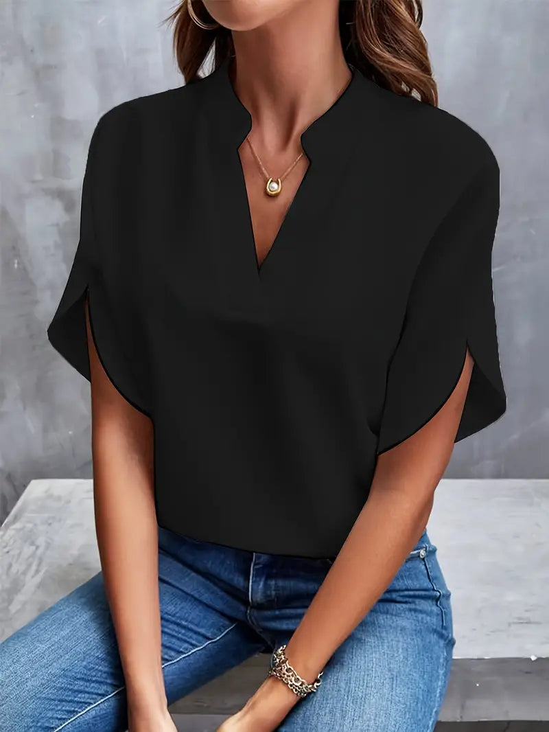 Mila | Women's Elegant V-Neck Split Sleeve Blouse