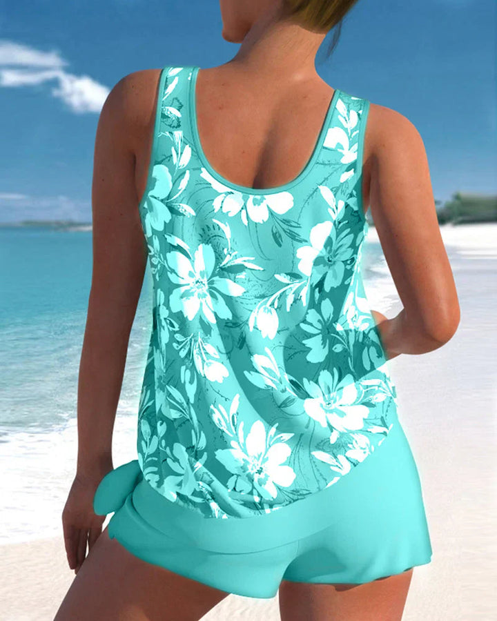 Elira | Women's Floral Sleeveless Tankini Swim Set