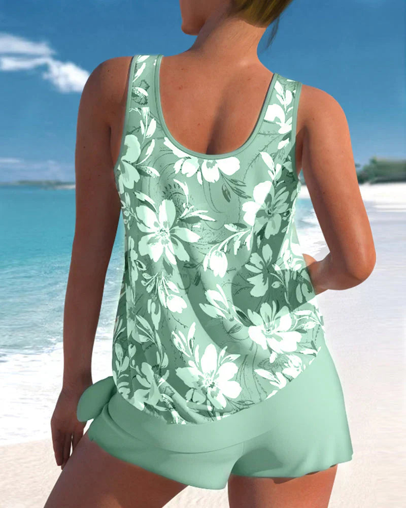 Elira | Women's Floral Sleeveless Tankini Swim Set