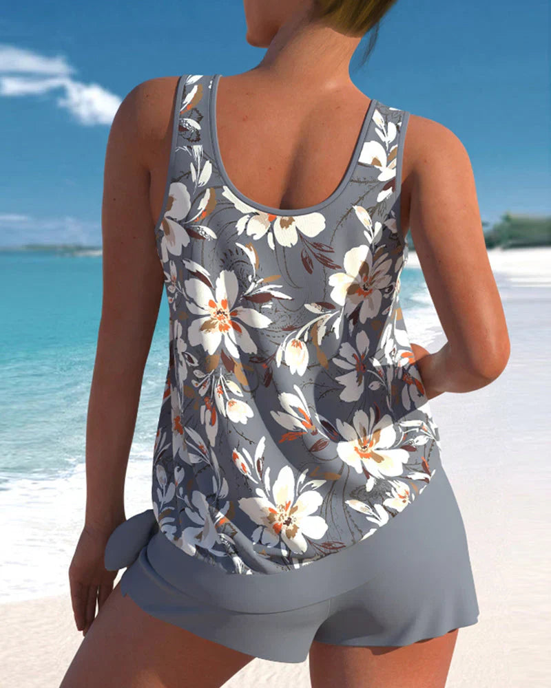 Elira | Women's Floral Sleeveless Tankini Swim Set
