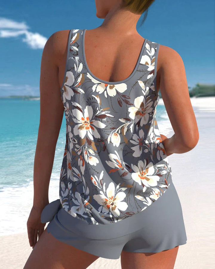 Elira | Women's Floral Sleeveless Tankini Swim Set