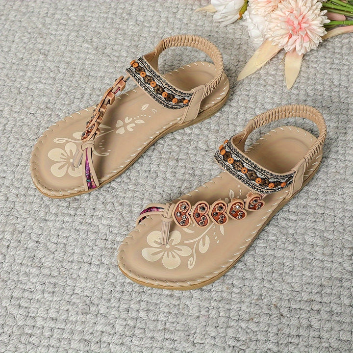 Alessia | Women's Beaded Strap Open Toe Flat Sandals
