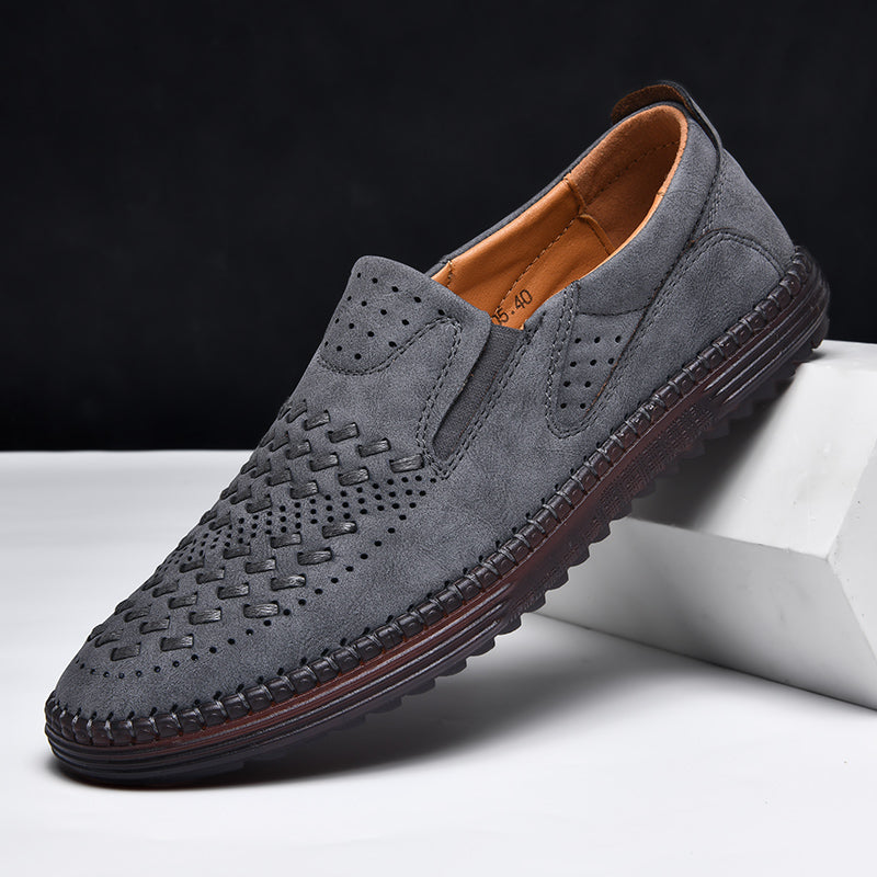 Travis | Men's Perforated Woven Slip-On Loafers