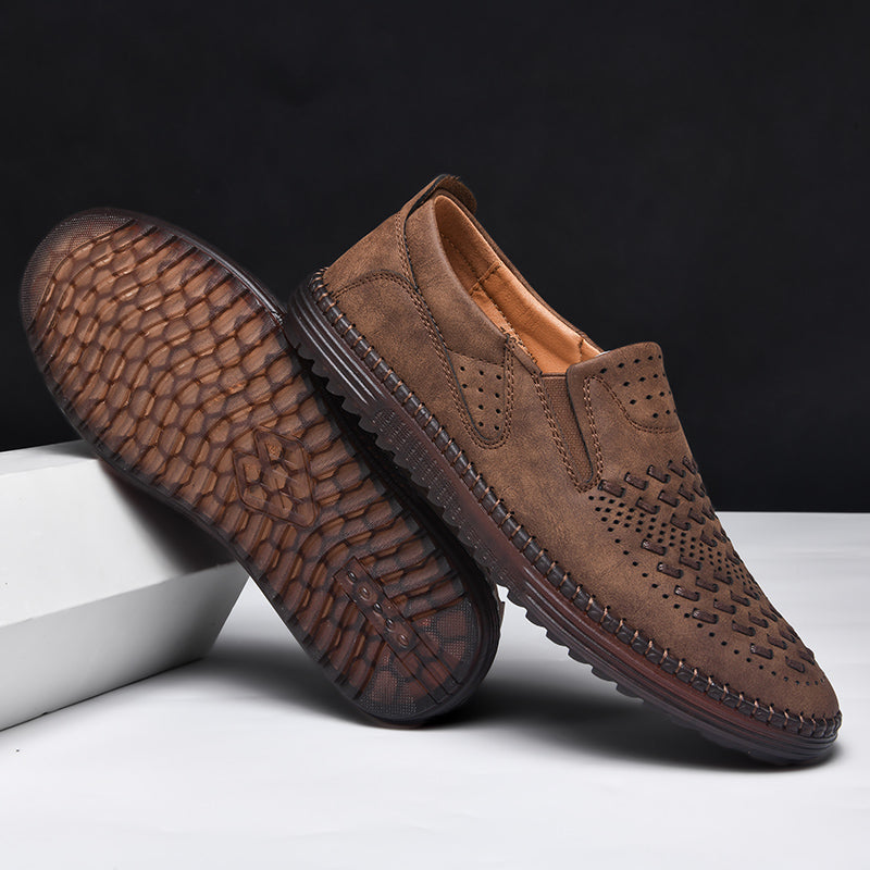 Travis | Men's Perforated Woven Slip-On Loafers