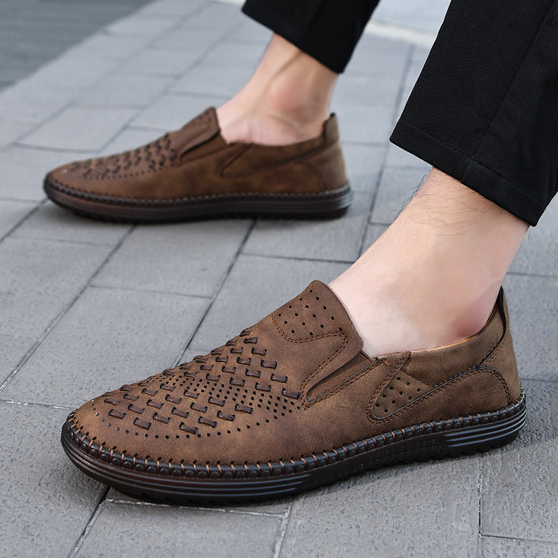 Travis | Men's Perforated Woven Slip-On Loafers
