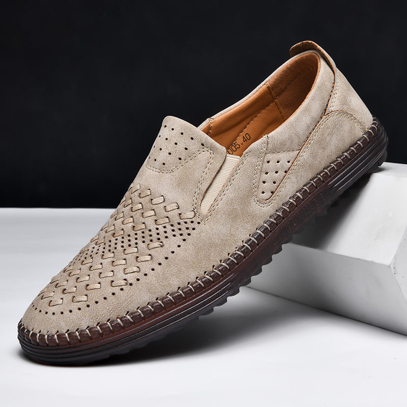 Travis | Men's Perforated Woven Slip-On Loafers