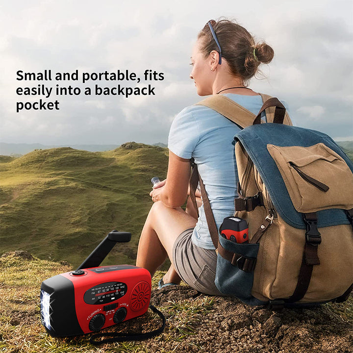 Emergency Radio Self Powered Hand Crank Solar – FM/AM, Flashlight & Power Bank, Portable for Disasters & Outdoor