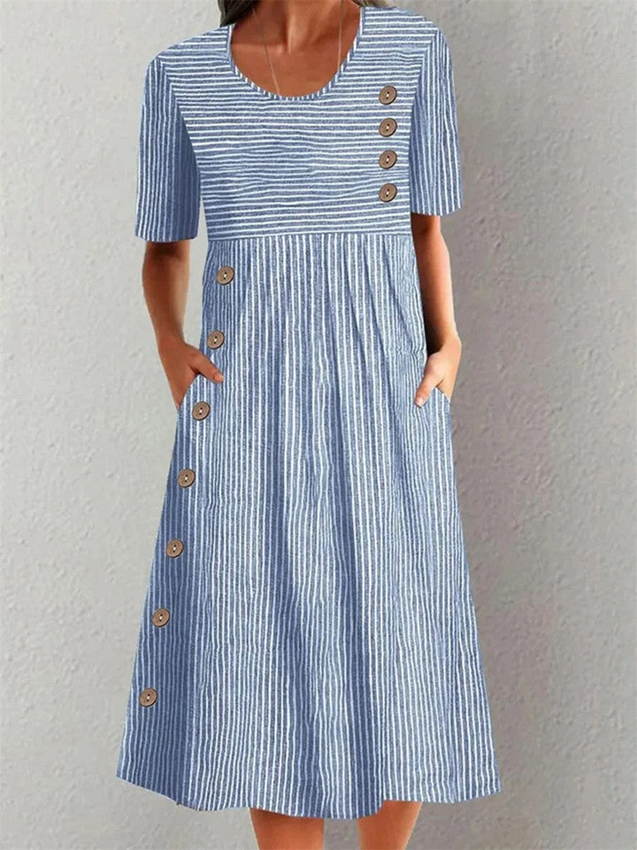 Hannah | Women's Striped A-Line Casual Midi Dress