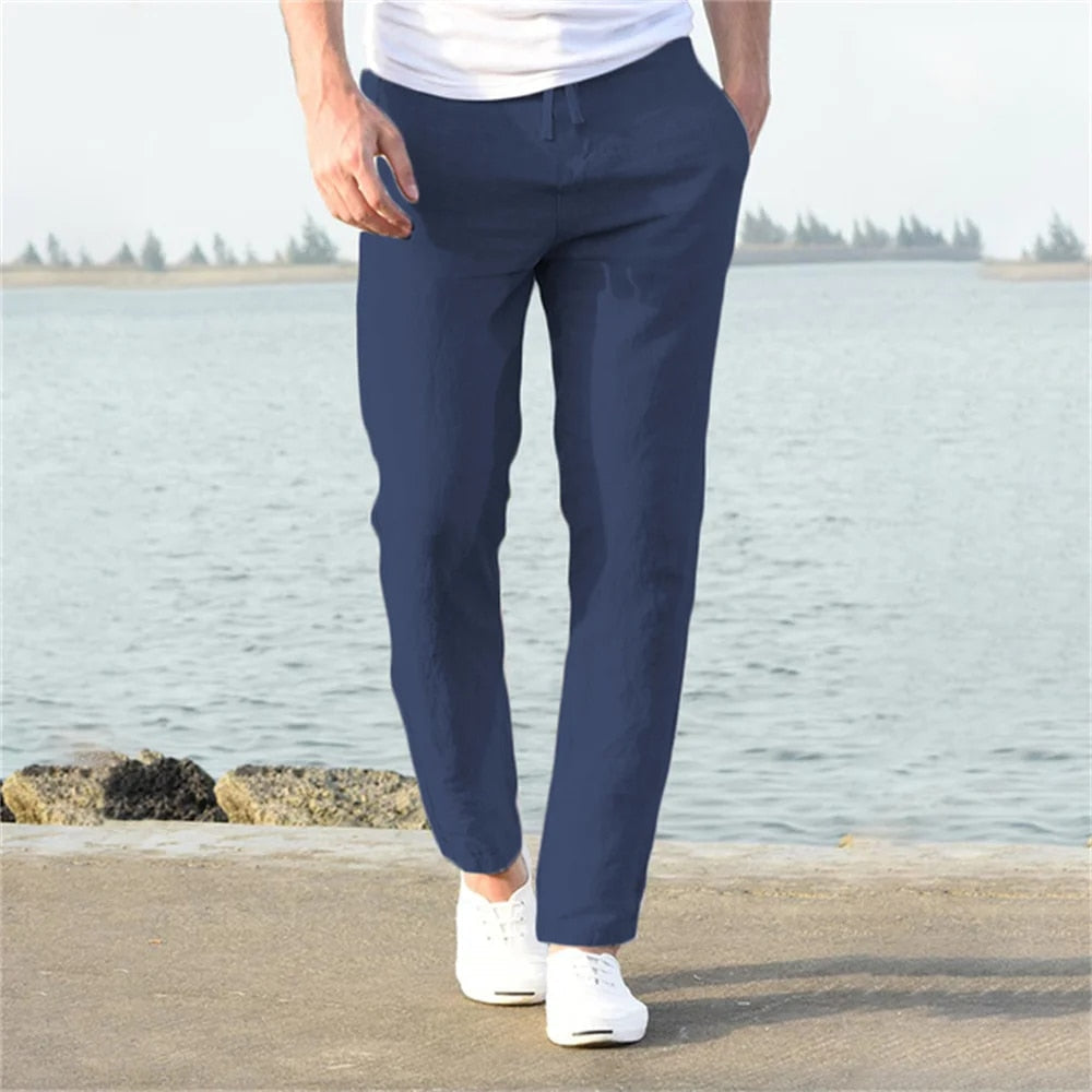 Rowan | Men's Linen Drawstring Pants With Pockets