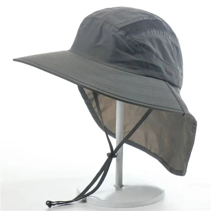 Wide Brim Sun Hat Neck Flap UV-Protection Lightweight Outdoor