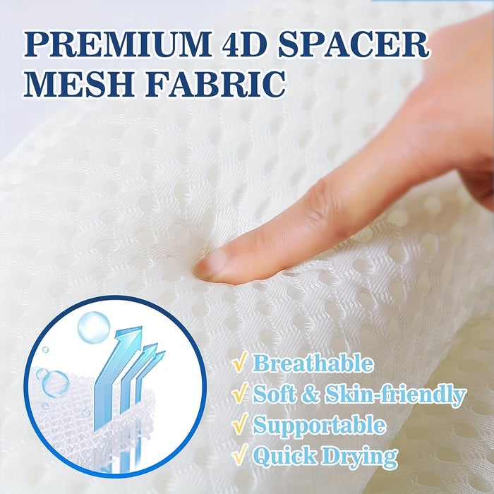 Bath Pillow 4D Air Mesh Non-Slip – Neck & Back Support, Quick Dry & Machine Washable for Bathtub Comfort