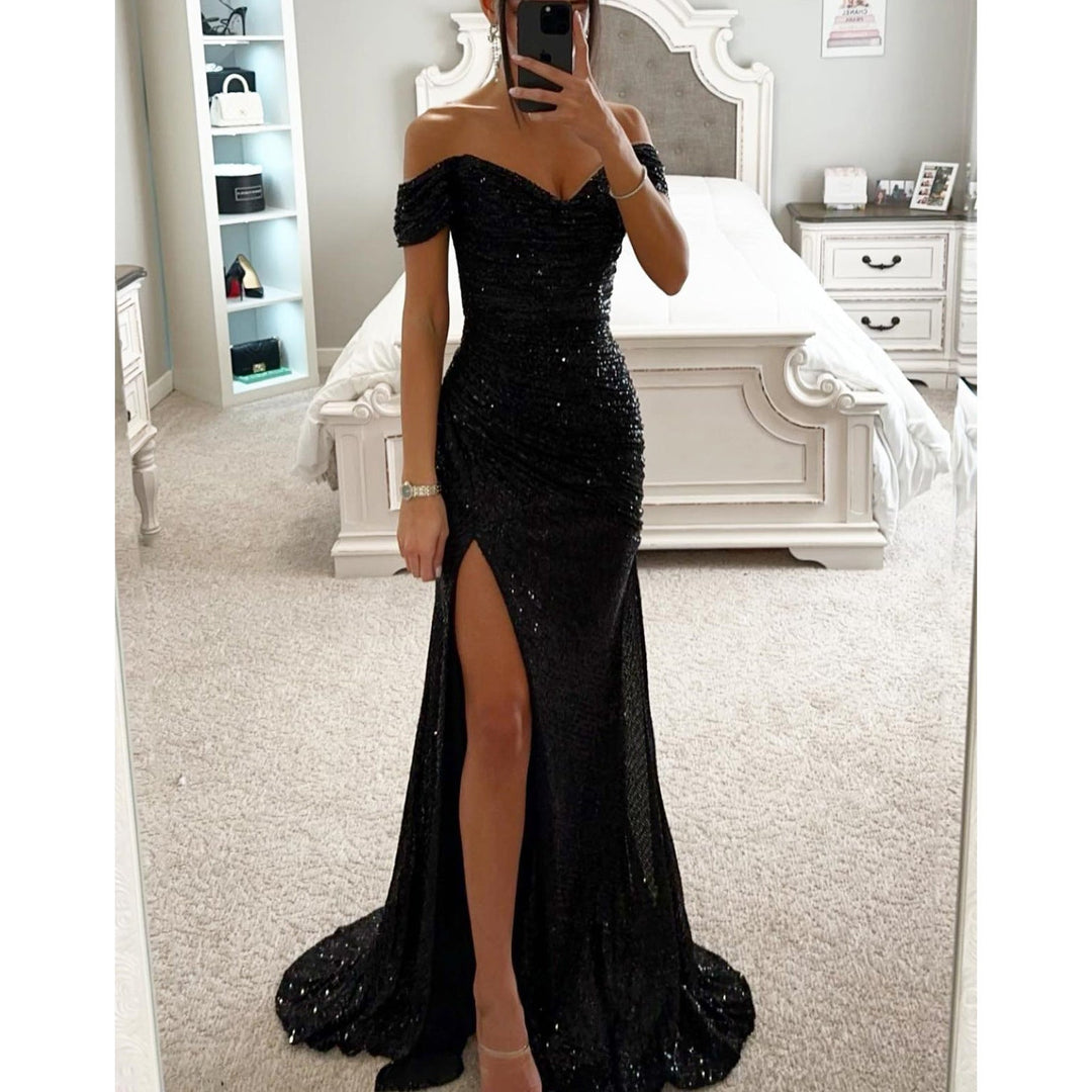 Serena | Women's Off-Shoulder Side Slit Evening Maxi Dress