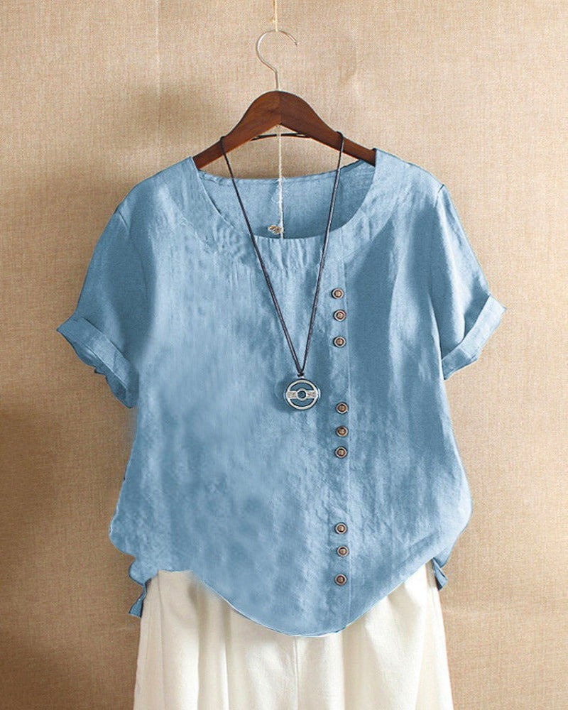 Maris | Women's Loose Fit Short Sleeve Flowing Blouse