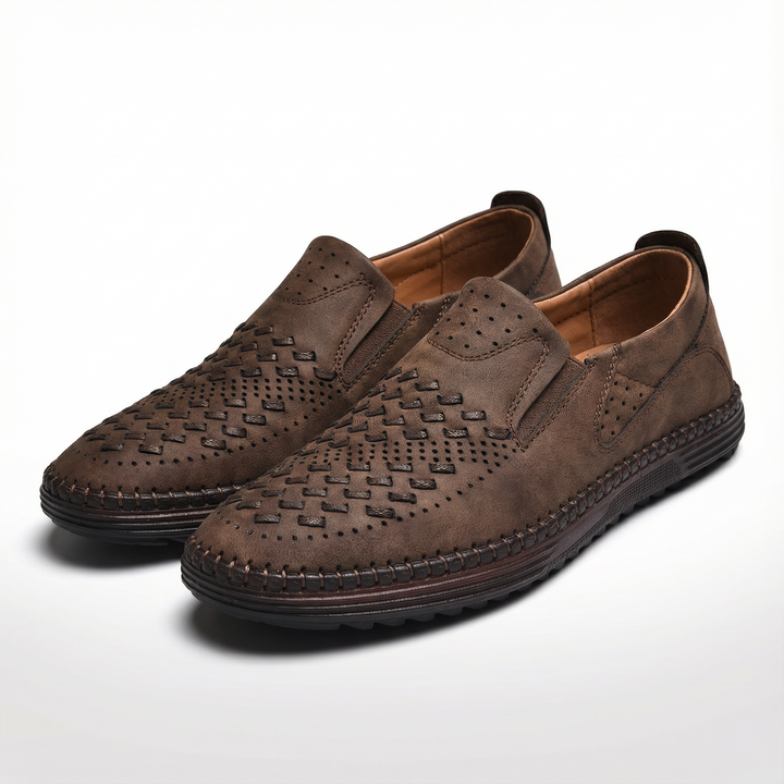 Travis | Men's Perforated Woven Slip-On Loafers