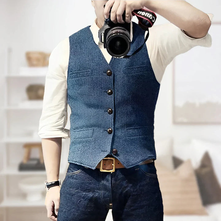 Edward | Men's Herringbone Slim Fit Tweed Waistcoat