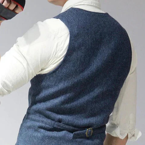 Edward | Men's Herringbone Slim Fit Tweed Waistcoat