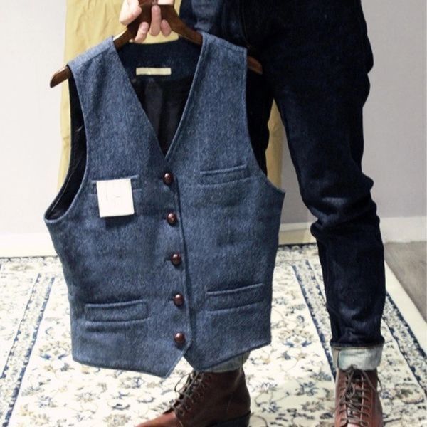 Edward | Men's Herringbone Slim Fit Tweed Waistcoat