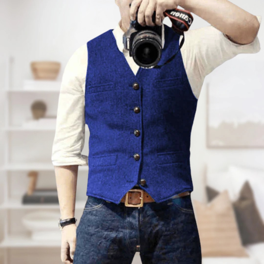 Edward | Men's Herringbone Slim Fit Tweed Waistcoat