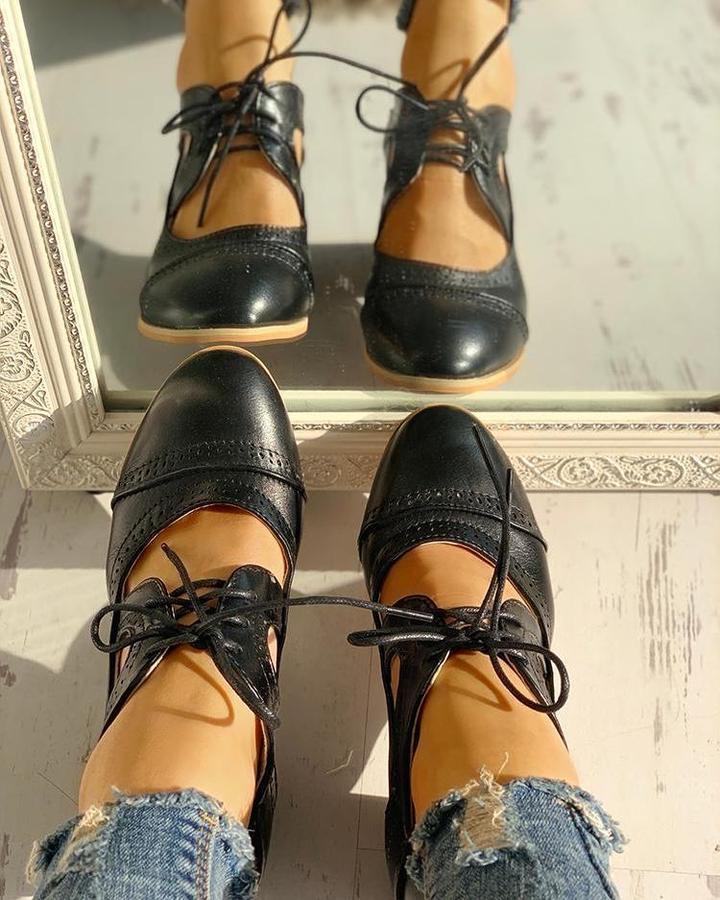 Liora | Women's Vintage Block Heel Lace-Up Pumps