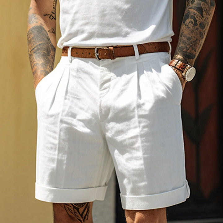 Victor | Men's Pleated Linen Blend Tailored Summer Shorts