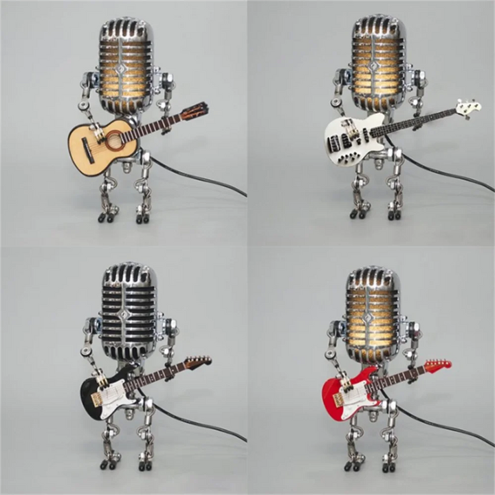 Guitar Lamp Robot LED Light – Unique Music Decor, USB or Battery Powered for Bedroom, Desk & Studio
