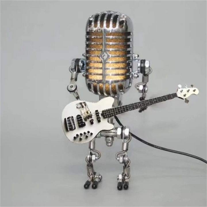 Guitar Lamp Robot LED Light – Unique Music Decor, USB or Battery Powered for Bedroom, Desk & Studio