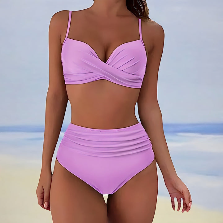 Elara | Women's High-Waist Twist Front Bikini Set