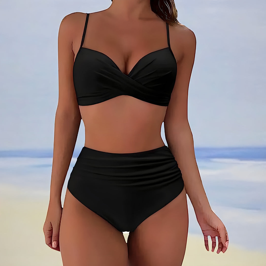 Elara | Women's High-Waist Twist Front Bikini Set
