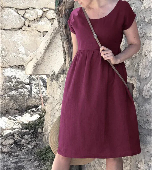 Alira | Women's Short Sleeve Crew Neck Midi Dress