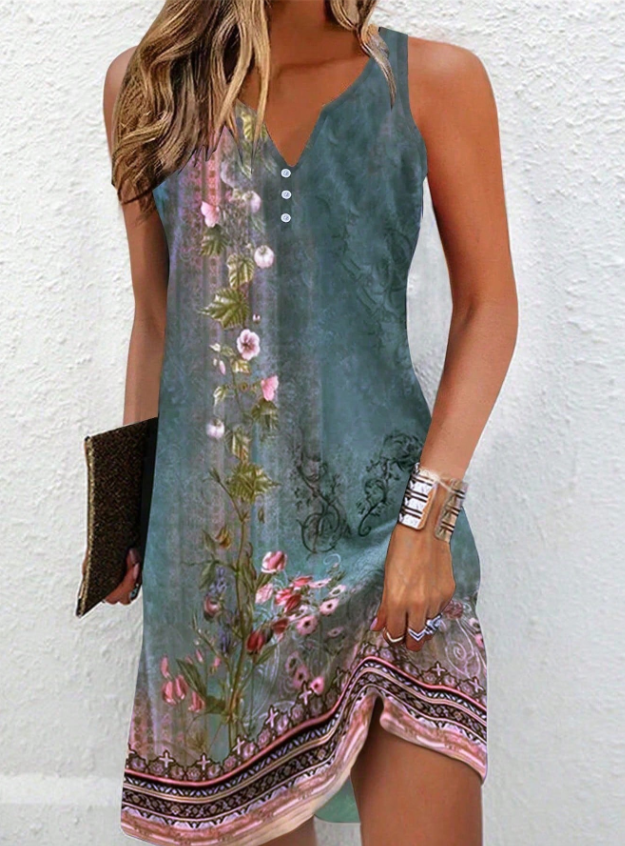 Mira | Women's Sleeveless Printed A-Line Dress