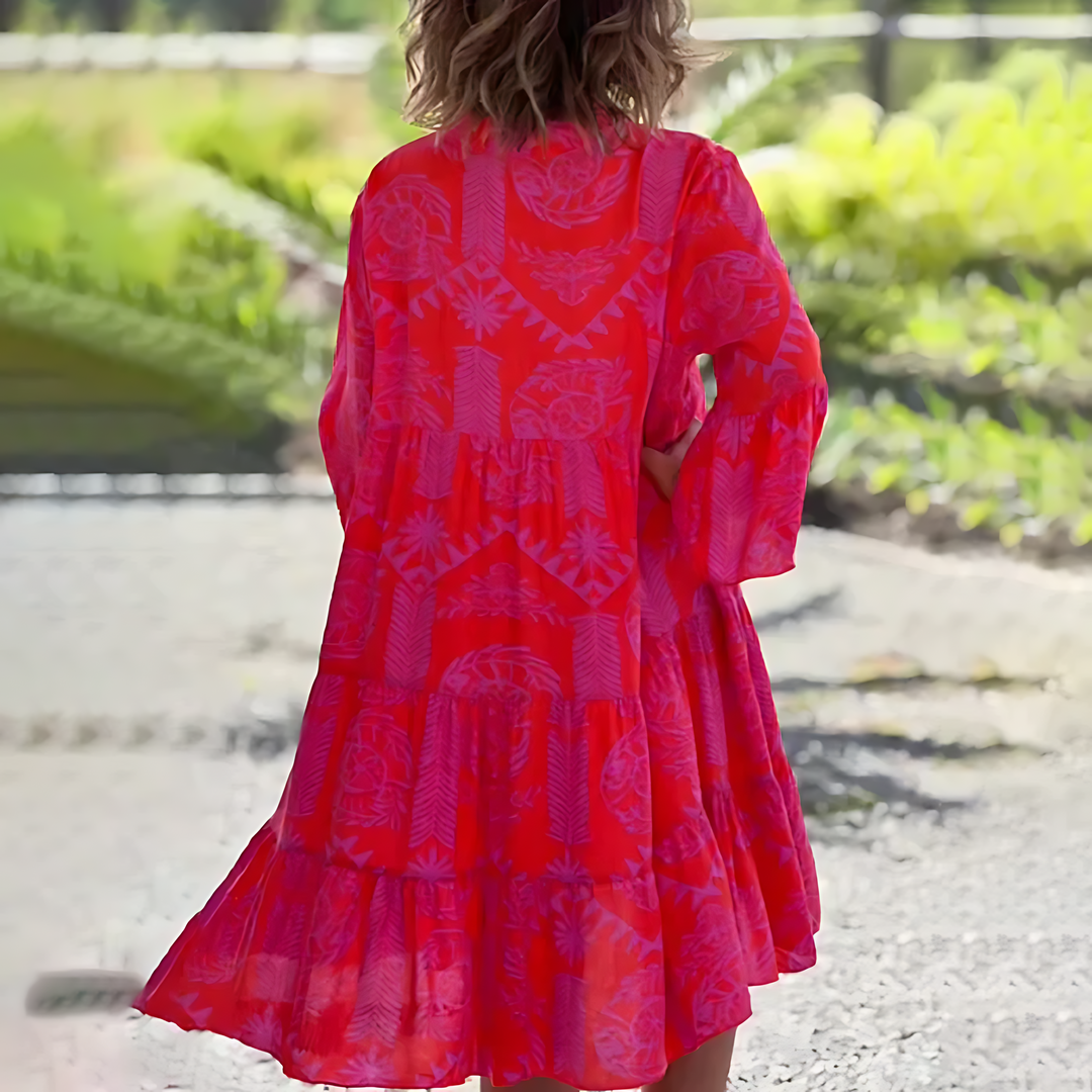 Aveline | Women's Printed Tiered V-Neck Summer Dress