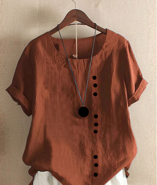 Elara | Women's Linen Tunic Style Relaxed Blouse