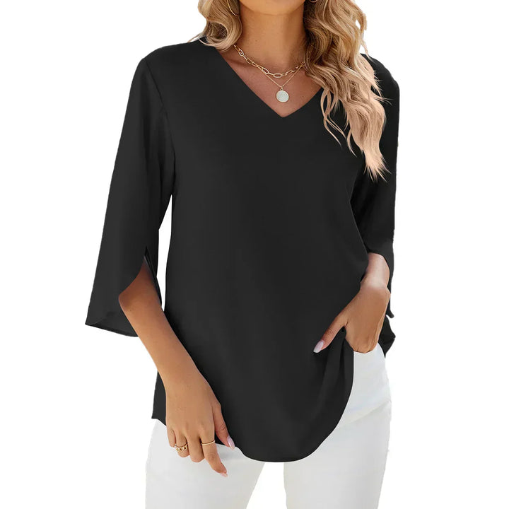 Aveline | Women's V-Neck Split Sleeve Relaxed Blouse